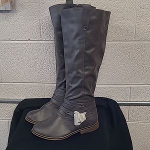 Static Footwear Groove2 Women's Gray Crisscross Strap Side Zip Tall Boots Size 9